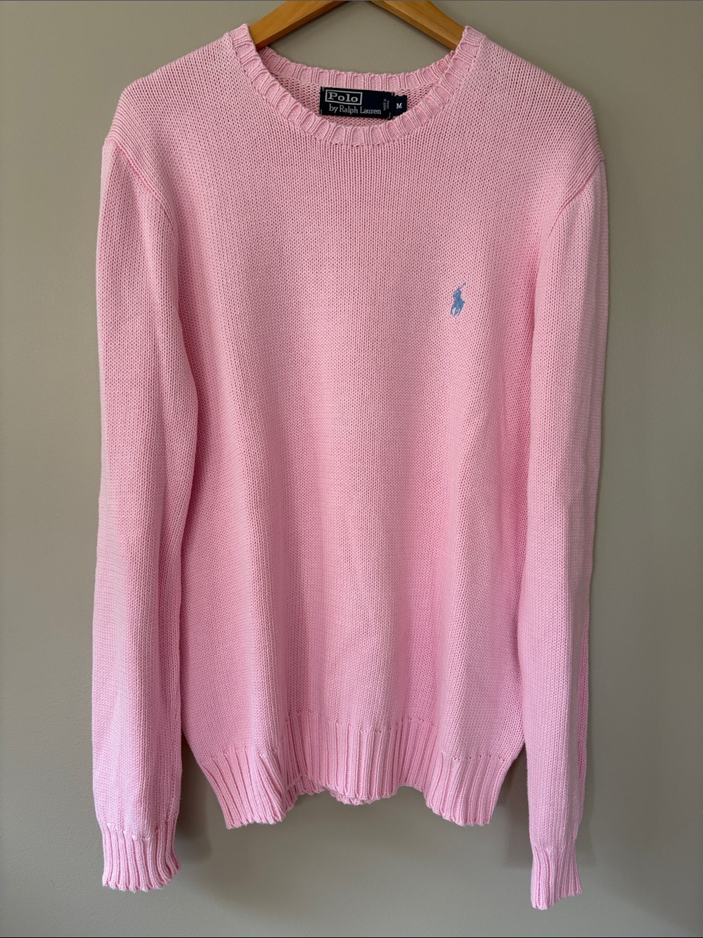 Polo by Ralph Lauren Pink Crewneck Sweater Medium Classic Cotton